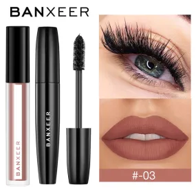 BANXEER Makeup Sets cosmetics 2pcs Lipgloss   Mascara 4D Waterproof Liquid Lipstick  Extension Eyelash Makeup Kits
