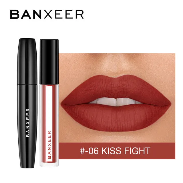 BANXEER Makeup Sets cosmetics 2pcs Lipgloss   Mascara 4D Waterproof Liquid Lipstick  Extension Eyelash Makeup Kits