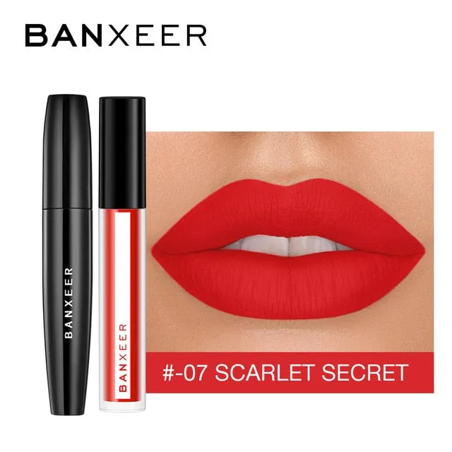 BANXEER Makeup Sets cosmetics 2pcs Lipgloss   Mascara 4D Waterproof Liquid Lipstick  Extension Eyelash Makeup Kits