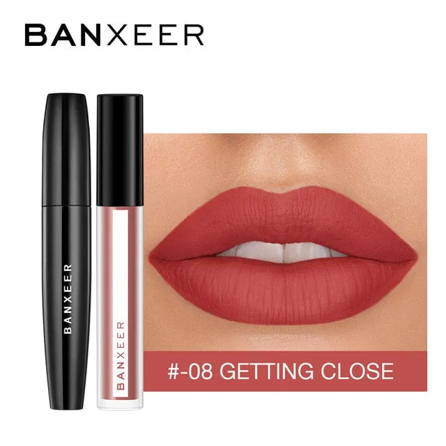 BANXEER Makeup Sets cosmetics 2pcs Lipgloss   Mascara 4D Waterproof Liquid Lipstick  Extension Eyelash Makeup Kits