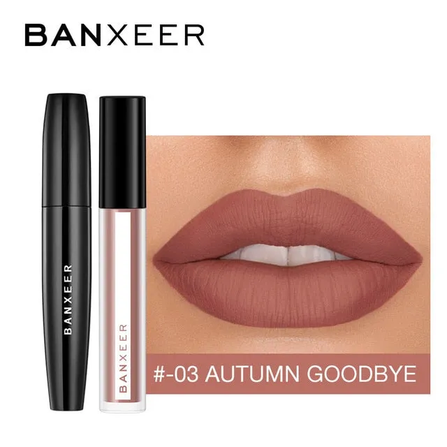 BANXEER Makeup Sets cosmetics 2pcs Lipgloss   Mascara 4D Waterproof Liquid Lipstick  Extension Eyelash Makeup Kits